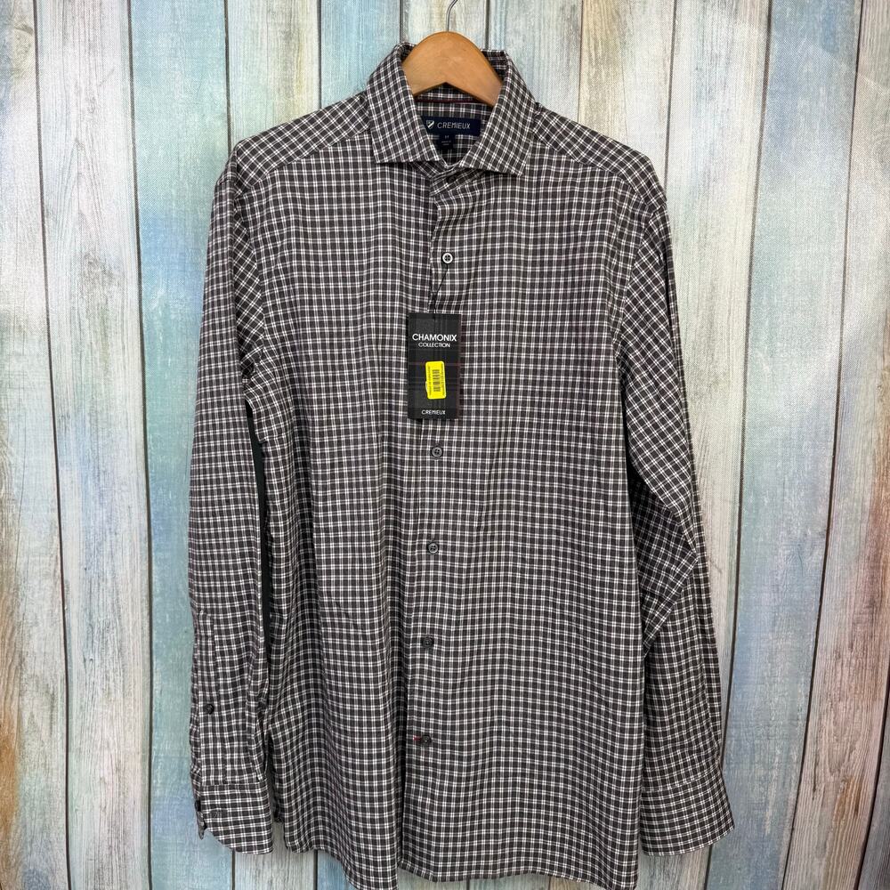 Cremieux Chamonix Check Button Down Shirt Medium NEW with Tags Long Sleeve Grey
